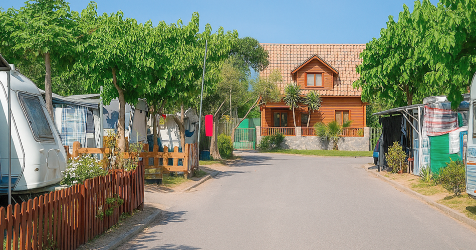Views of the caravans at the campsite