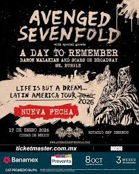 avenged sevenfold, avenged sevenfold en cdmx, conciertos cdmx, conciertos en enero, conciertos en enero 2026