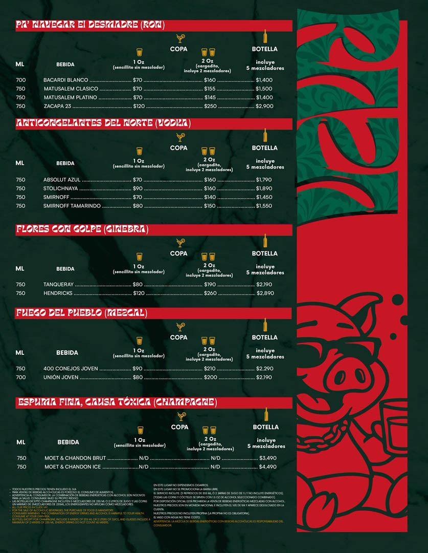 menu puede variar sin previo aviso