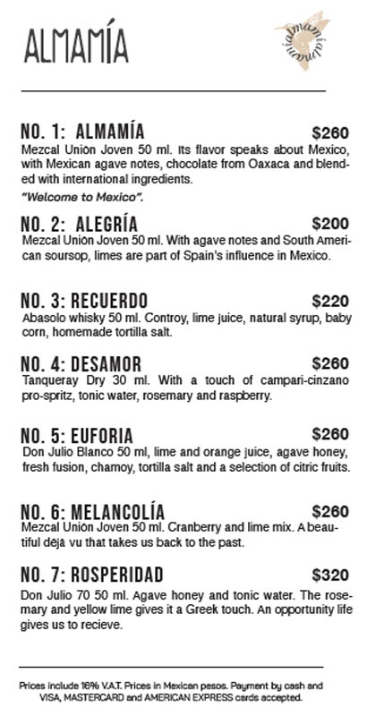 almamia, almamia restaurante, menu almamia