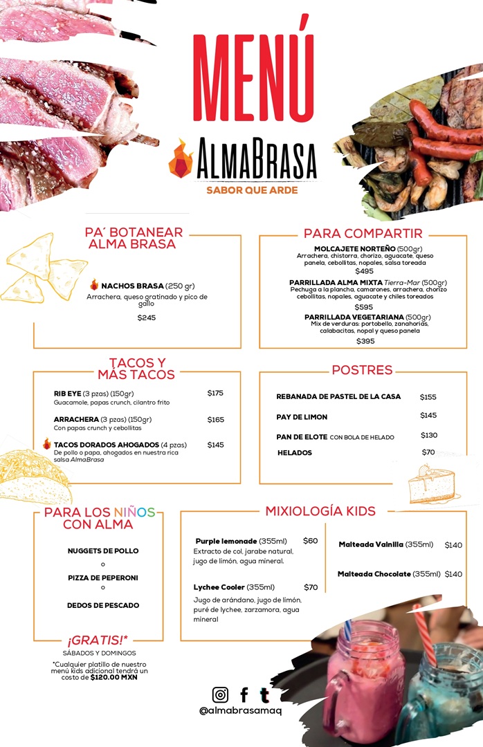 alma brasa menu, menu restaurante carnes, restaurantes en cdmx