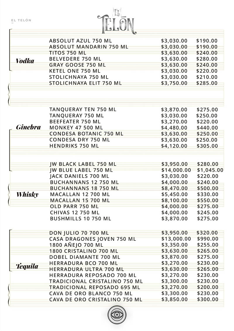 menu el telon, el telon, el telon interlomas, karaokes en cdmx