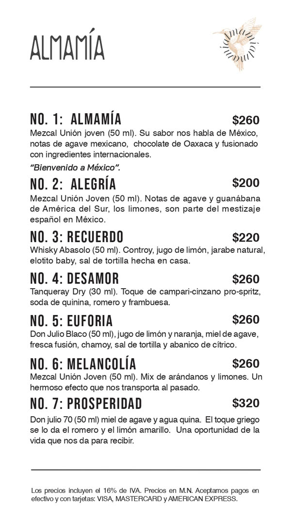 almamia, almamia restaurante, menu almamia
