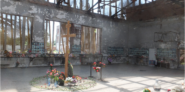 Beslan-School-Monument-Flowers-Roses-Cross-Russia