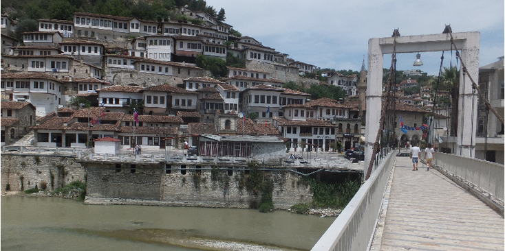 Berat-Gorica-Neighbourhood-Mangalem-Suspension-Bridge-Osum-River-Albania-Ura-e-Gorces 