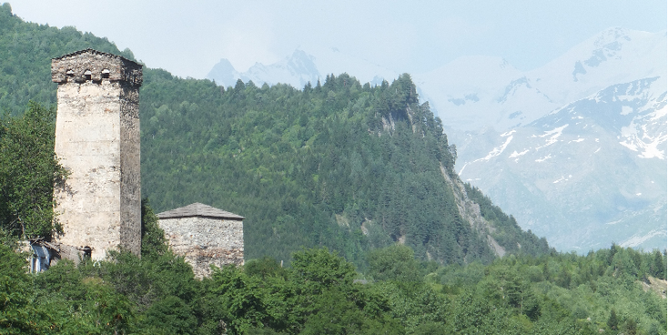Ushguli-Mestia-river-Svaneti-Caucasus-watchtowers-Georgia