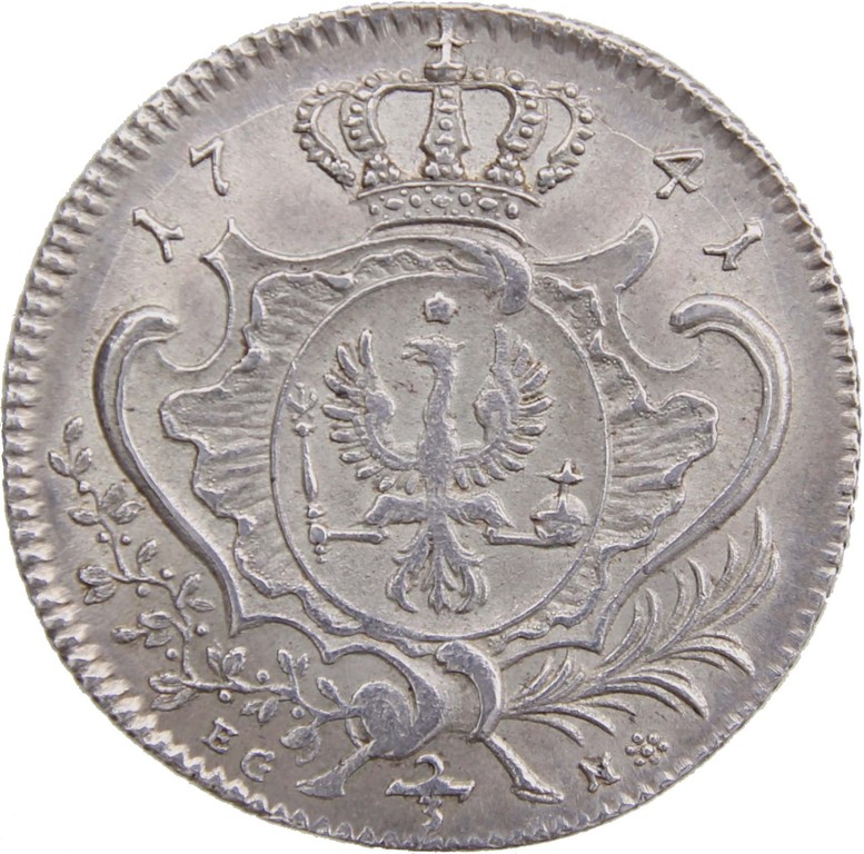 Friedrich der Grosse, 2/3 Silbertaler=Silbergulden Preußen 1741, Erlös 3700€