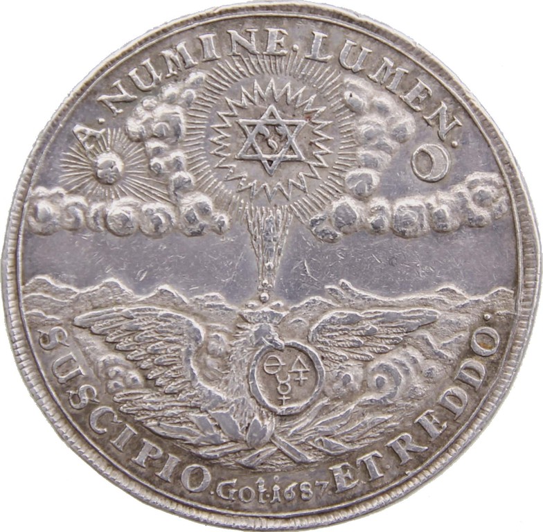 Silbermedaille Sachsen-Gotha-Altenburg 1687,Alchimistentaler,Auktionspreis 2000 €