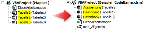 Excel: CodeName von Tabellenblättern ändern und wozu das gut ist