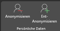 Der Screenshot zeigt zwei Symole jeweils für das Anonymisieren und das Ent-Anonymisieren