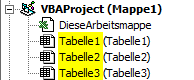 Zeigt die Standard-Code-Namen einer Excel-Mappe