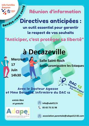 REUNION D'INFORMATION "LES DIRECTIVES ANTICIPES"