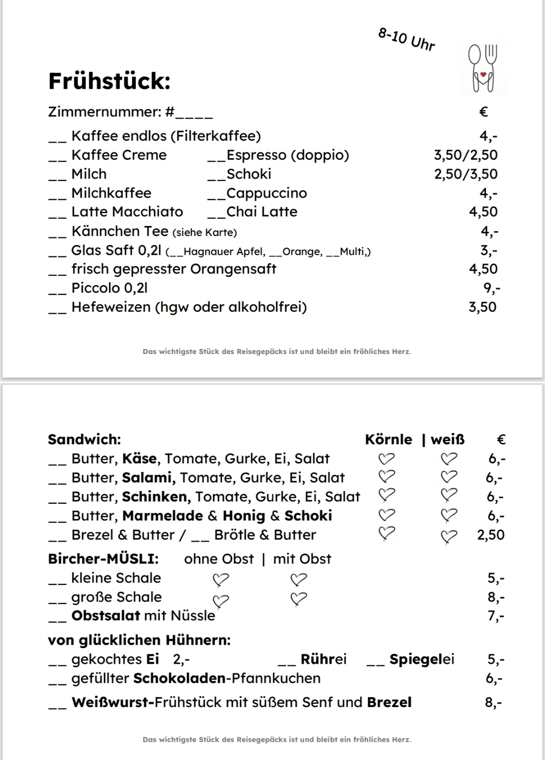 Frühstücksangebot