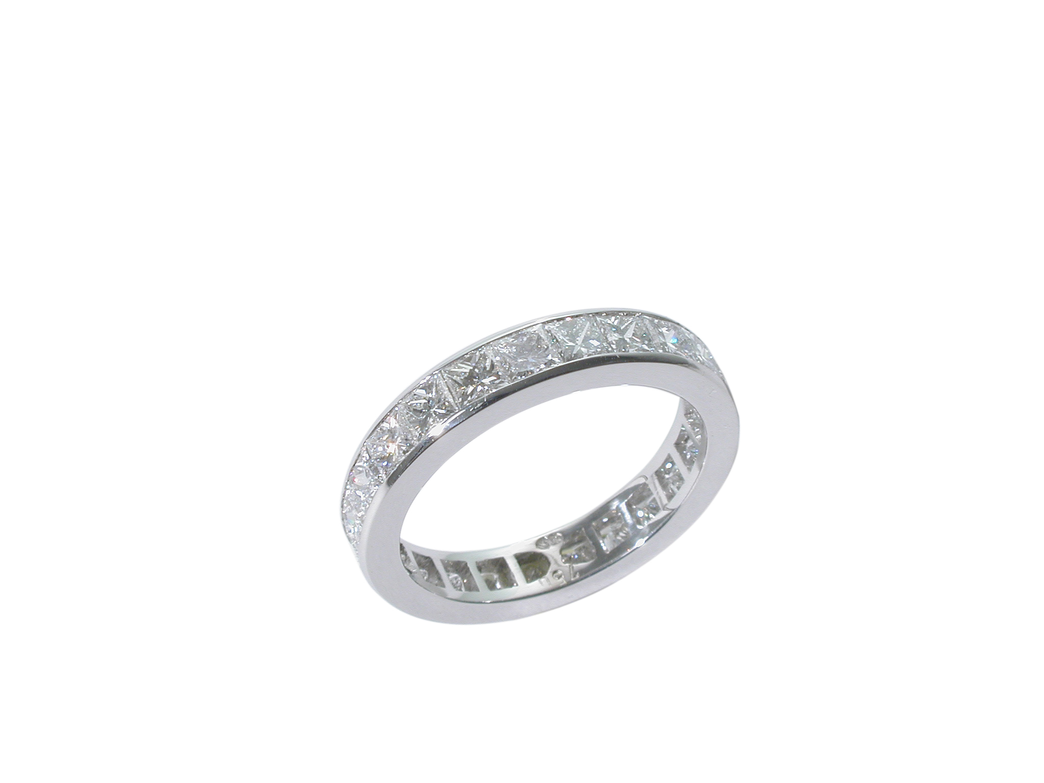 Memoirering aus 950 Platin mit Diamanten im Prinzessschliff