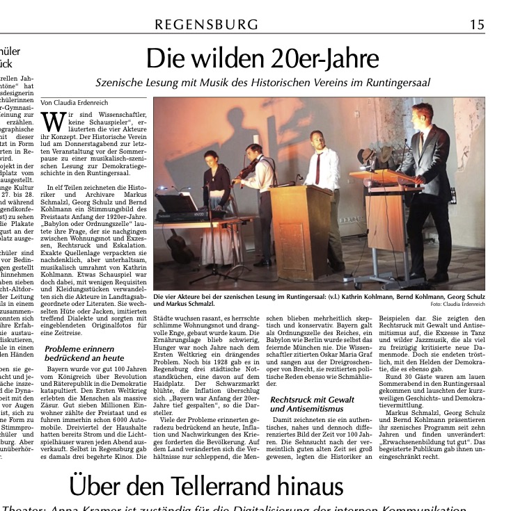 ... und am Ende waren nicht nur die Zuschauer vor Ort begeistert, sondern auch die Presse (Bild: Regensburger Zeitung, 25.07.2022).