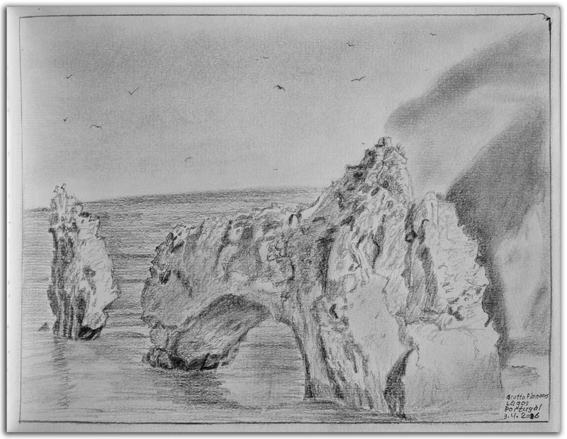 Skizze.Grotto pioneers.Lagos.Portugal