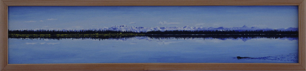 Bild:Midway,Lake,Alaska,See,Tannen,Wald,Spiegel,Schnee,Berge,Wrangell,St.Elias,Nationalpark,Panorama,d-t-b.ch,d-t-b,David Brandenberger,Biber,dave the beaver,Ölbild,Malerei,Ölfarbe,