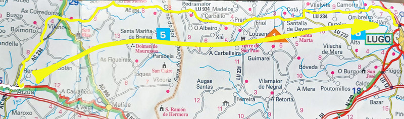 Map 213: Arzúa - Lugo