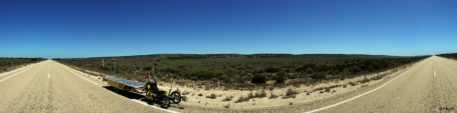 AU: Solatrike on an endless road in the Nullarbor