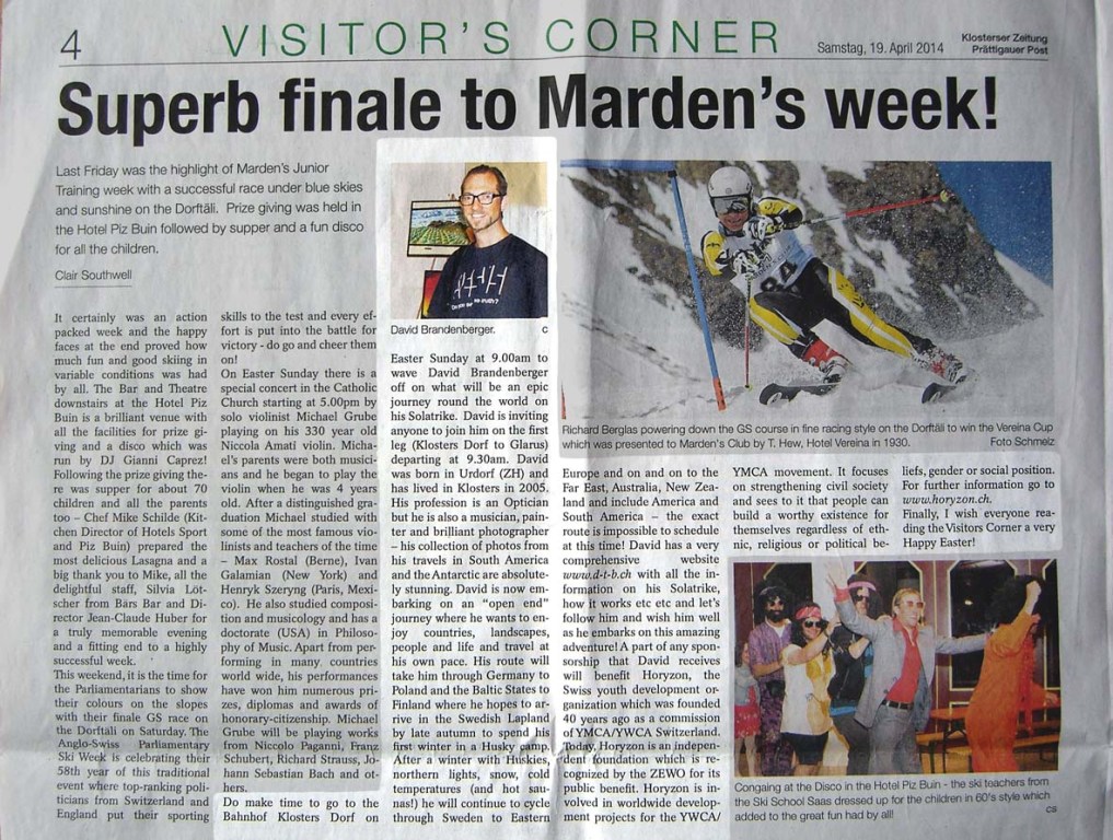 Klosterser Zeitung April 18. 2014 (Visitor's Corner, english part)