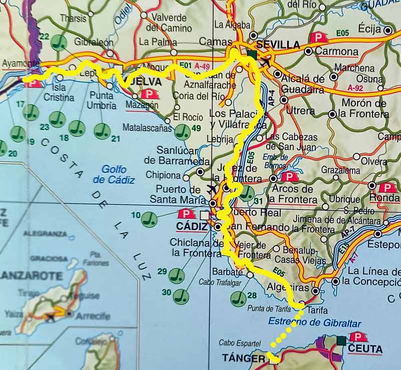 Solatrike route through Spain.