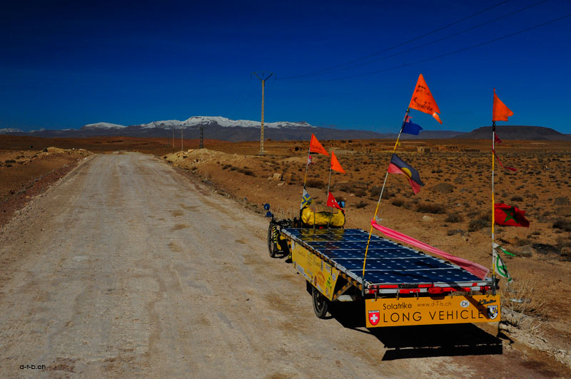 Solatrike in front of Jebel Siroua 3304m, Morocco