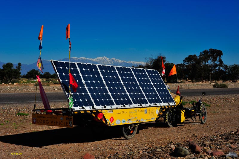 Solatrike in front of Mt. Aoulim