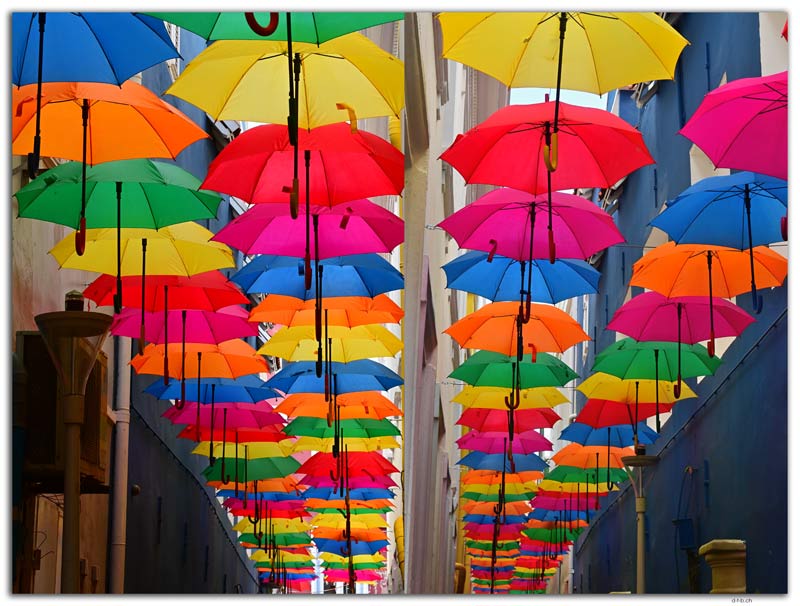 Willemstad.Umbrella Street
