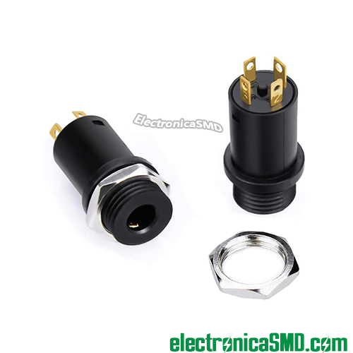 jack audio estereo 4 polos para chasis panel, jack 3.5mm hembra, conector 3.5mm, guatemala, electronica, electronico, jack para colocar en chasis o panel, jack conector audio microfono 