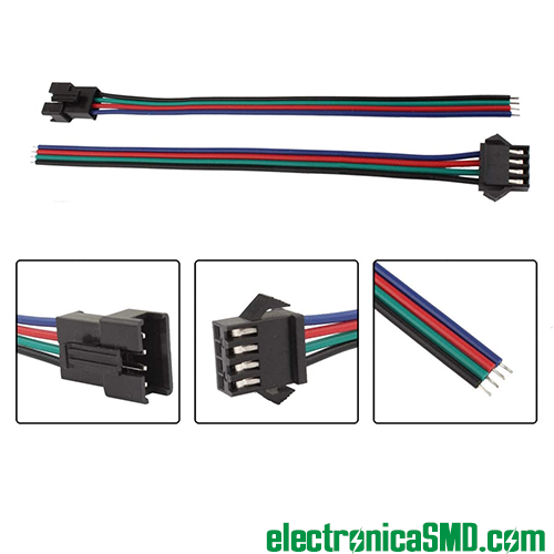 cable jst guatemala, cable con conector jst guatemala, jst 4 pines, cable, electronica, electronico, cable led, jst polarizado 4 pines, cable rgb para conexion tira led