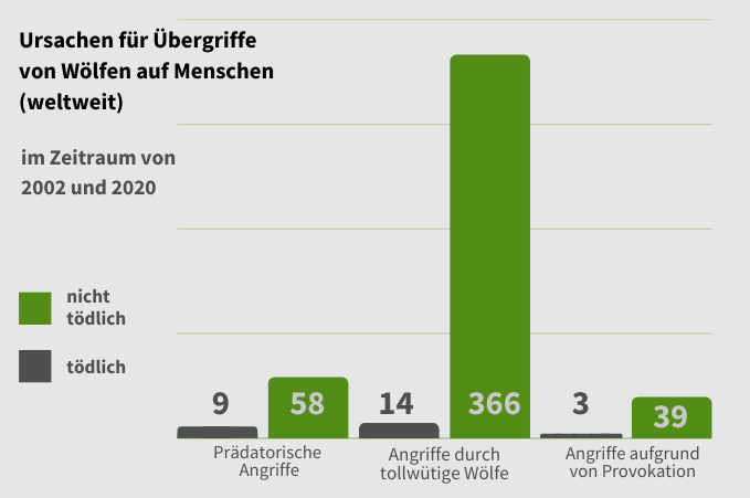 Übergriffe von Wölfen auf Menschen weltweit (2002-2020)