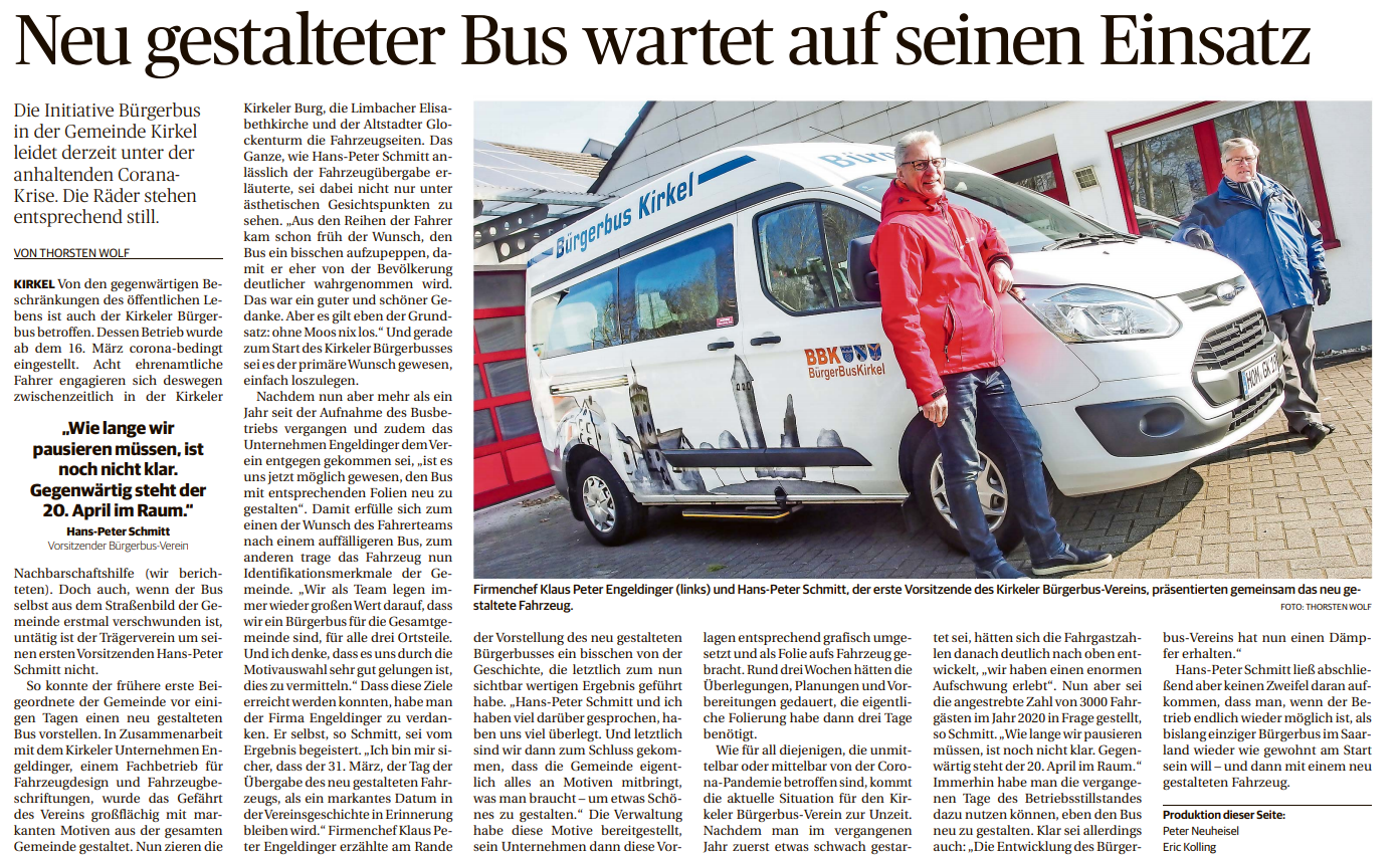 Neu gestalteter Bus wartet auf seinen Einsatz