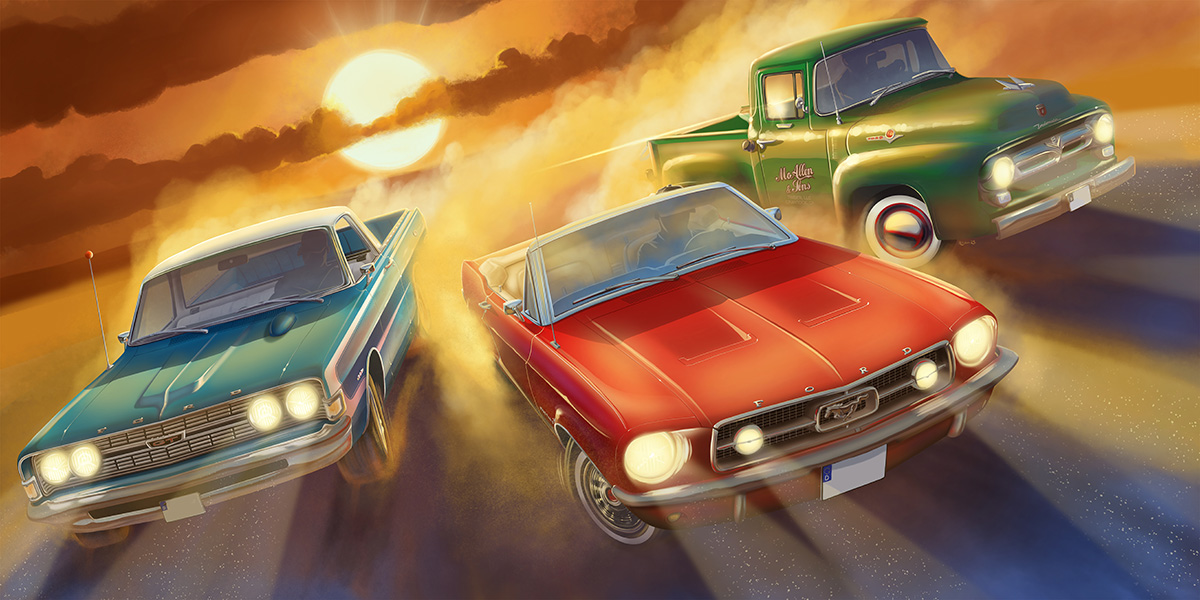 Desert Run Illustration: Drei Ford-Klassiker