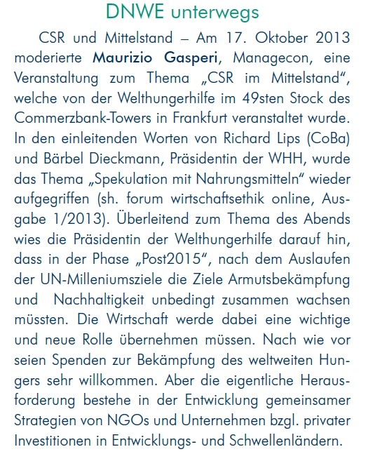 Forum Wirtschaftethik (DNWE), Ausgabe 3/2013