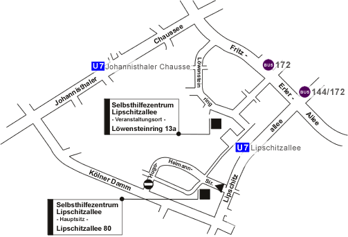 Karte Selbsthilfezentrum Lipschitzallee