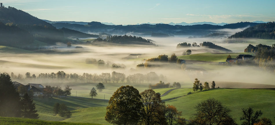 Morgendliche Stimmung von einem Panoramapunkt im Mühlviertel