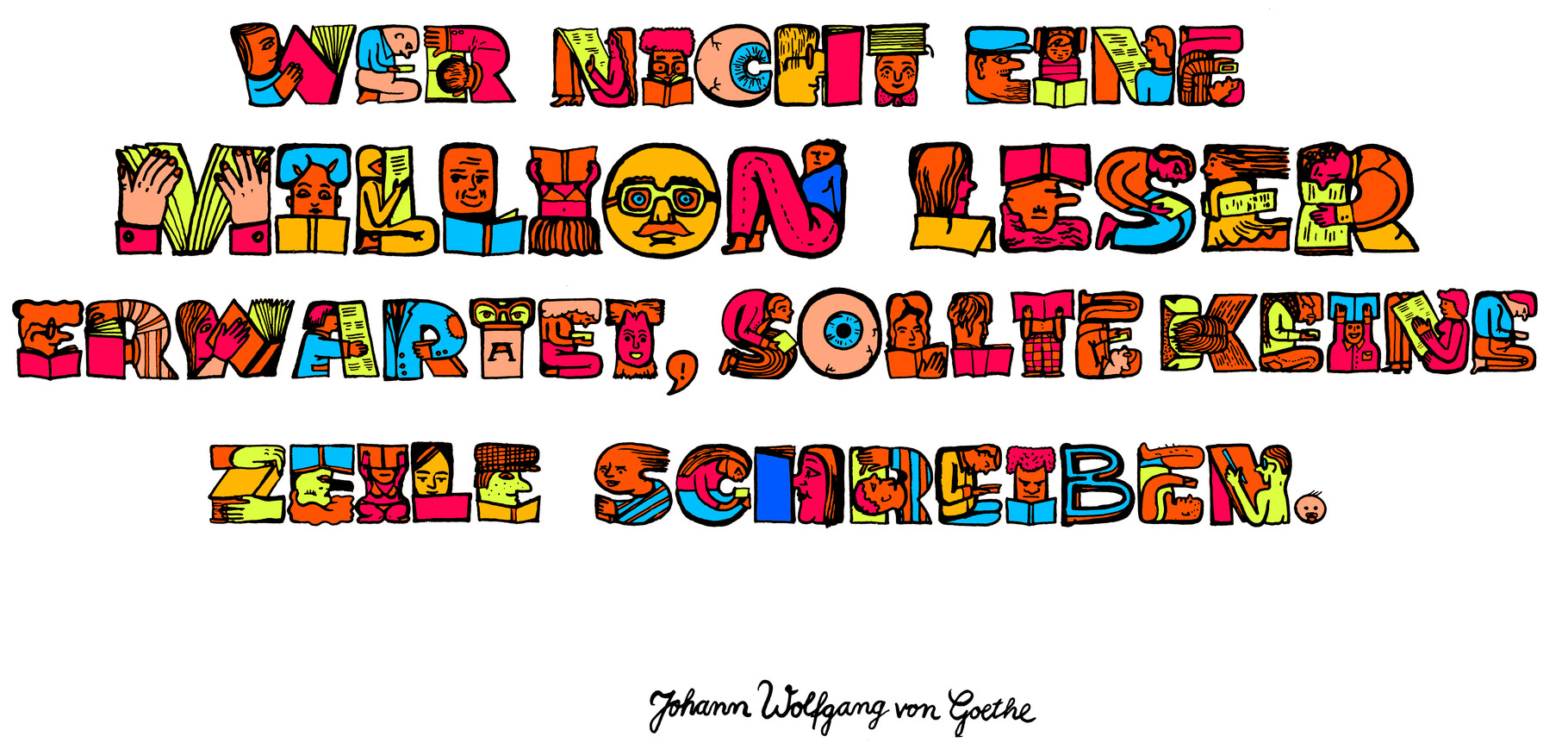 Dieses Handlettering zeigt Zitat von J.W. von Goethe und entstand als Stellenausschreibung für den Burda Verlag.