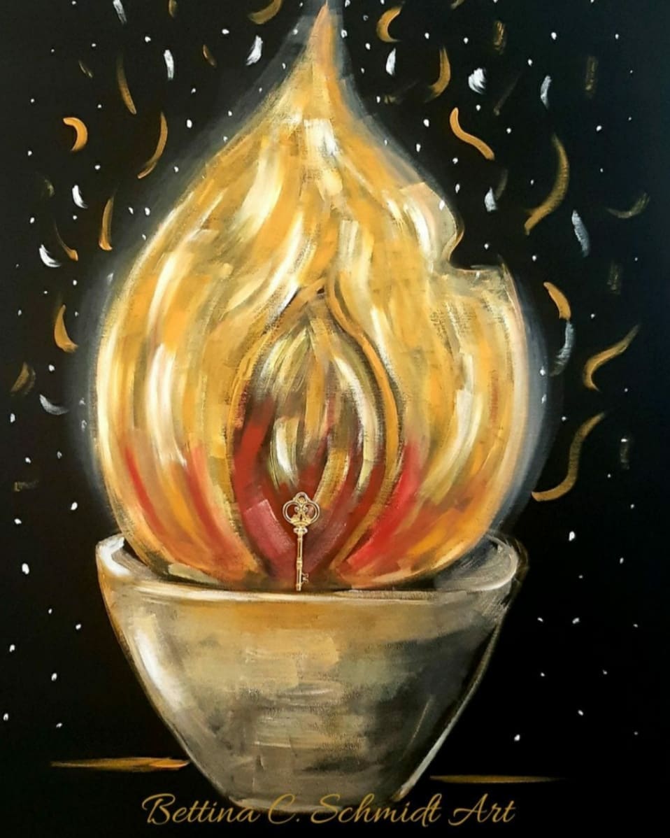 Feuer auf dem Altar 60×80 cm Acryl auf Leinwand 