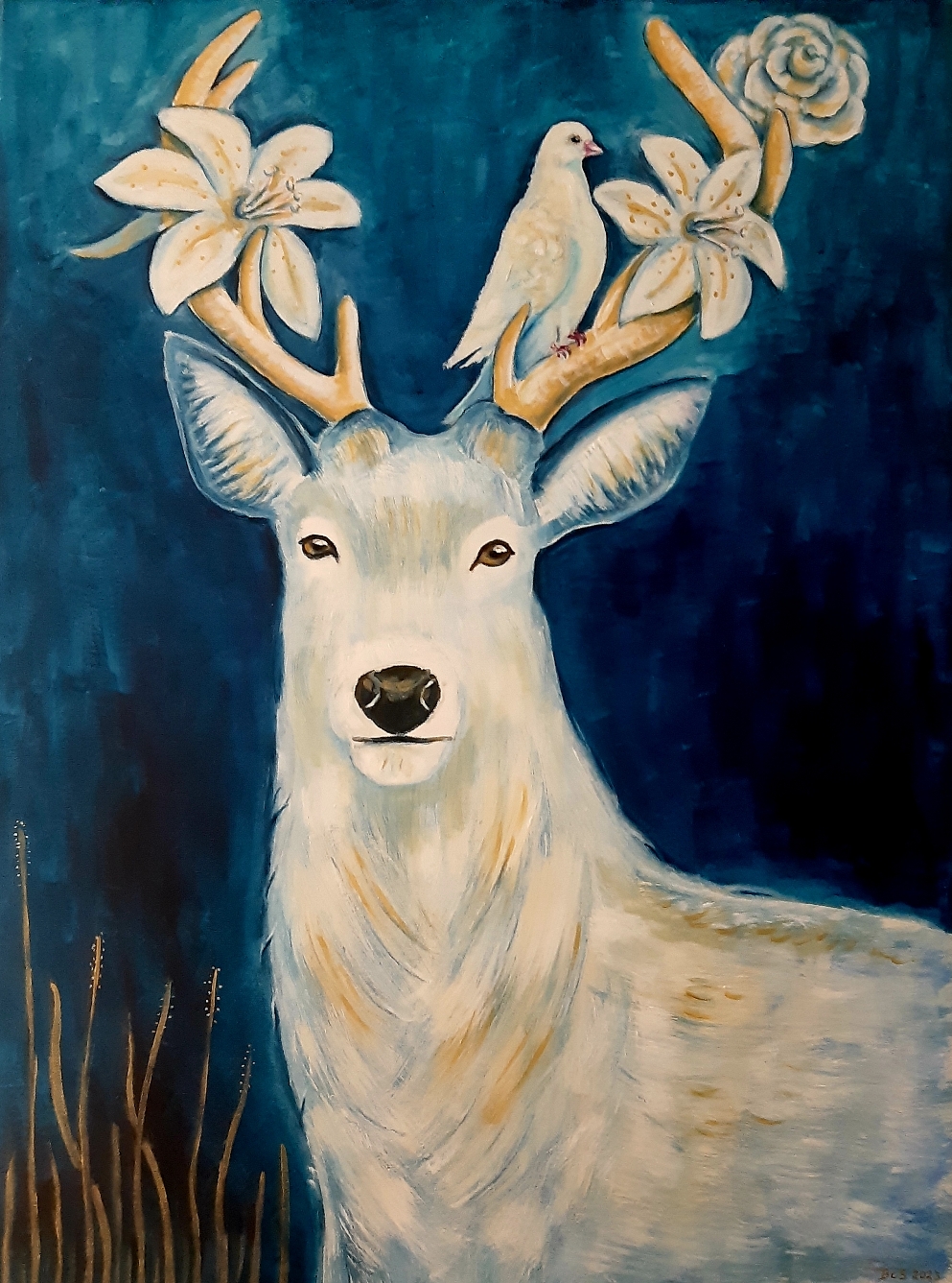 "Weißer Hirsch" Acryl auf Leinwand 60x80 cm