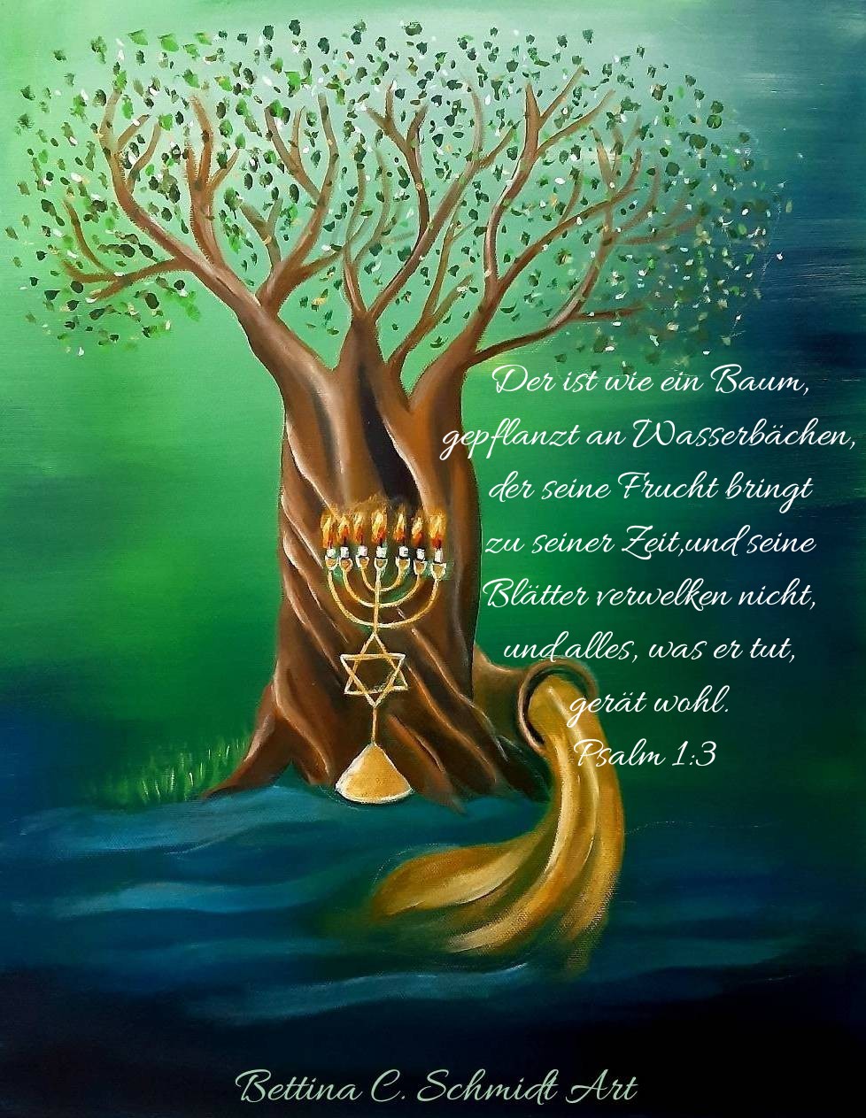 Ölbaum am Wasser. 40x50 cm Acryl auf Leinwand 