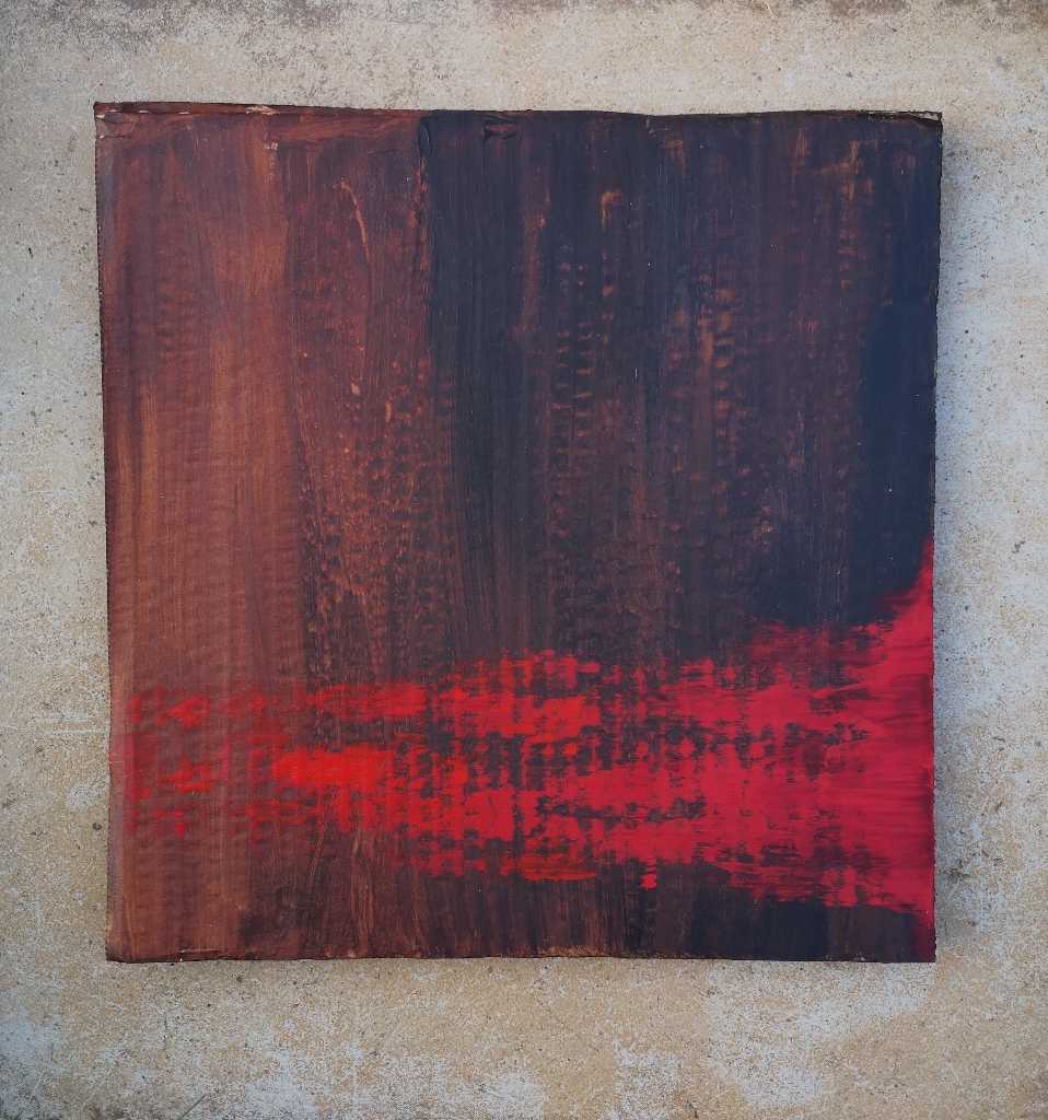 RED FLAMES acrylic on cardboard, 23 x 23 cm