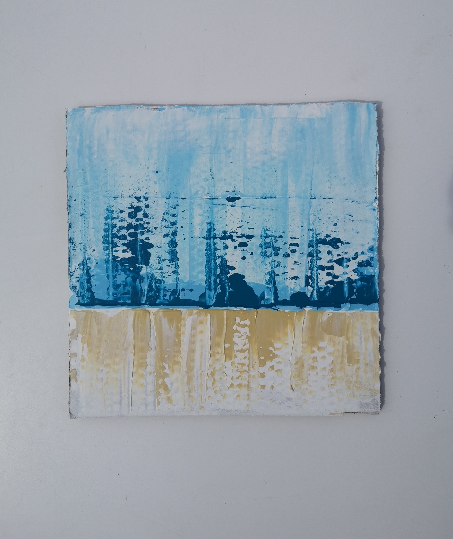 BLUE & IVORY, acrylic on cardboard, 23 x 23cm