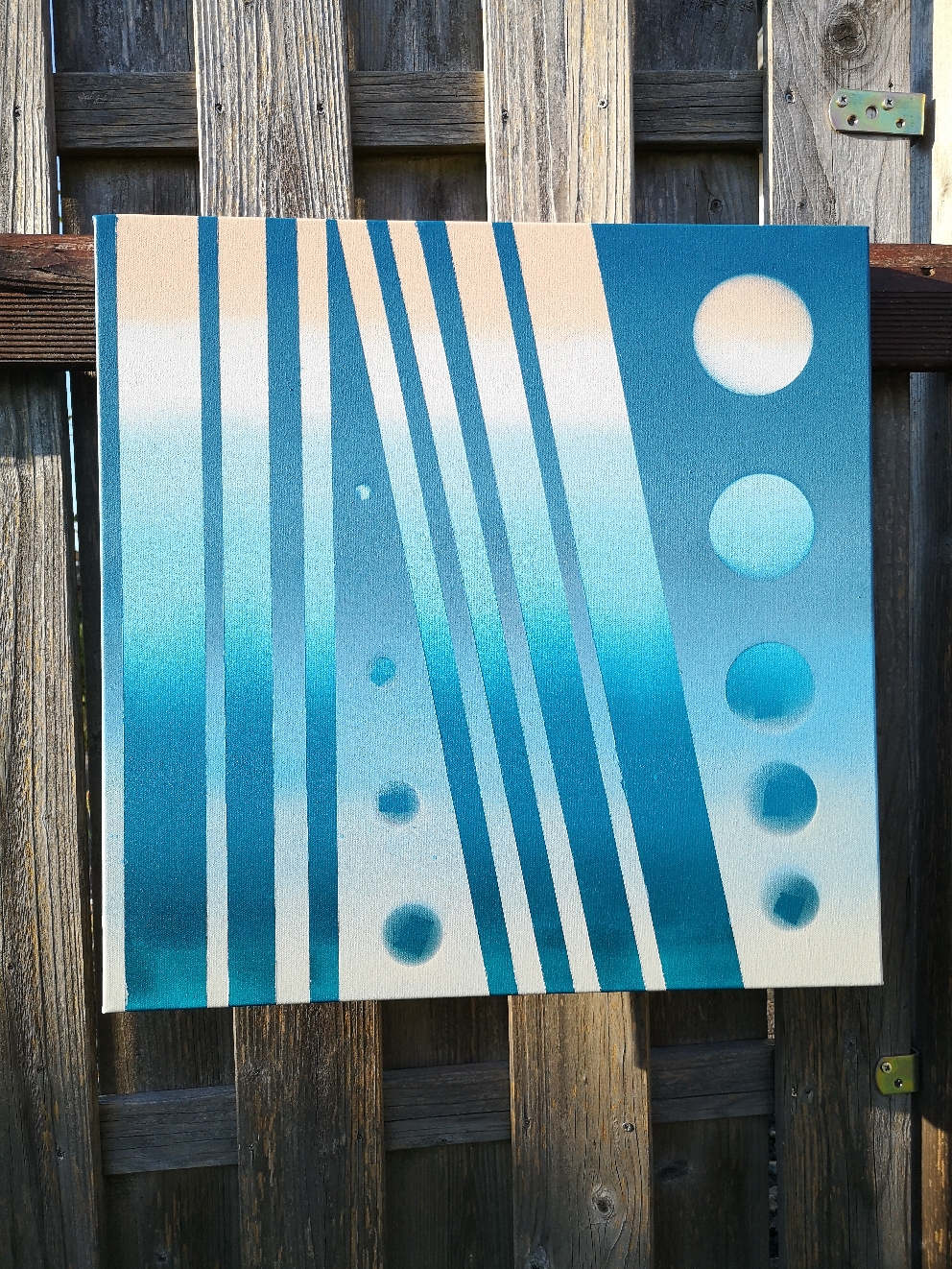 BLUE STRIPES & DOTS, acrylic on canvas, 50 x 50cm 