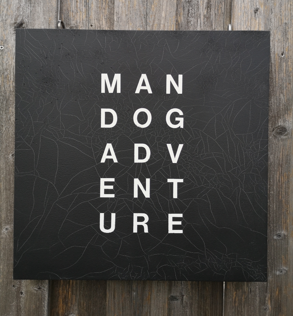 MAN DOG ADVENTURE, acrylic on panel, 50 x 50cm 