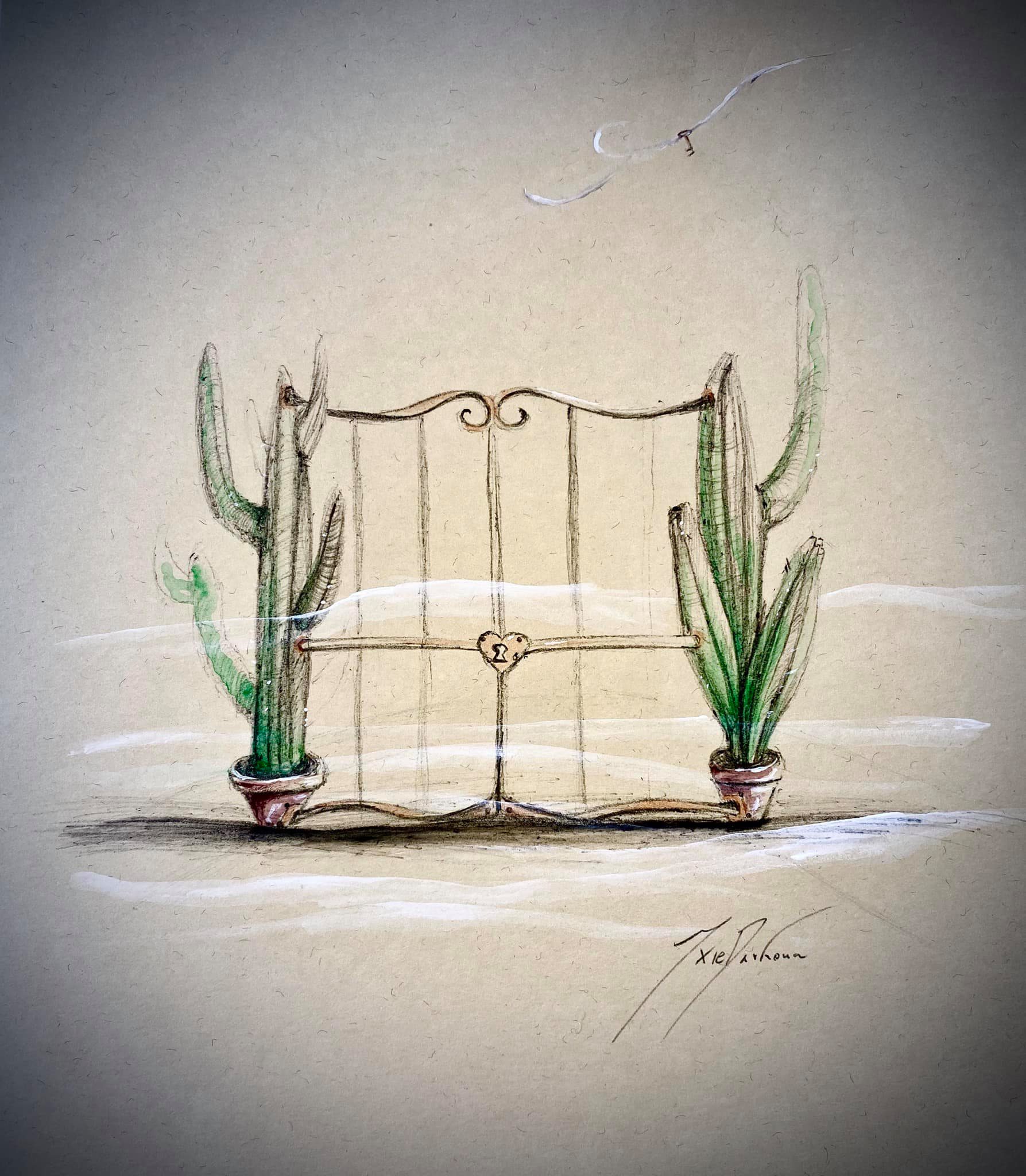 "Gate - Cactus - Fog" • sold