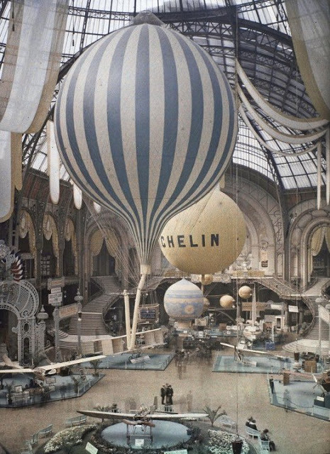 Grand Palais, 1909, montgolfières Michelin, Paris, musée Albert Kahn
