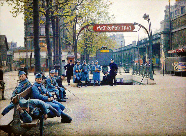 soldats, boulevard Exelsmans, Paris, 1920, musée Albert Kahn
