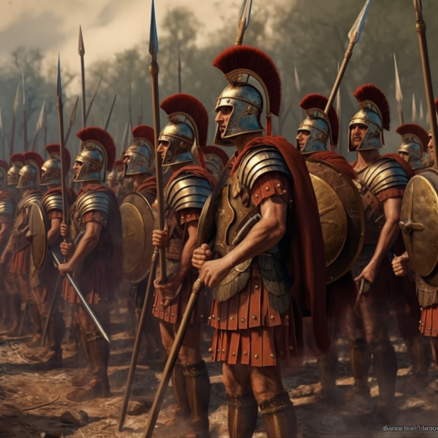 Roman soldiers preparing for battle