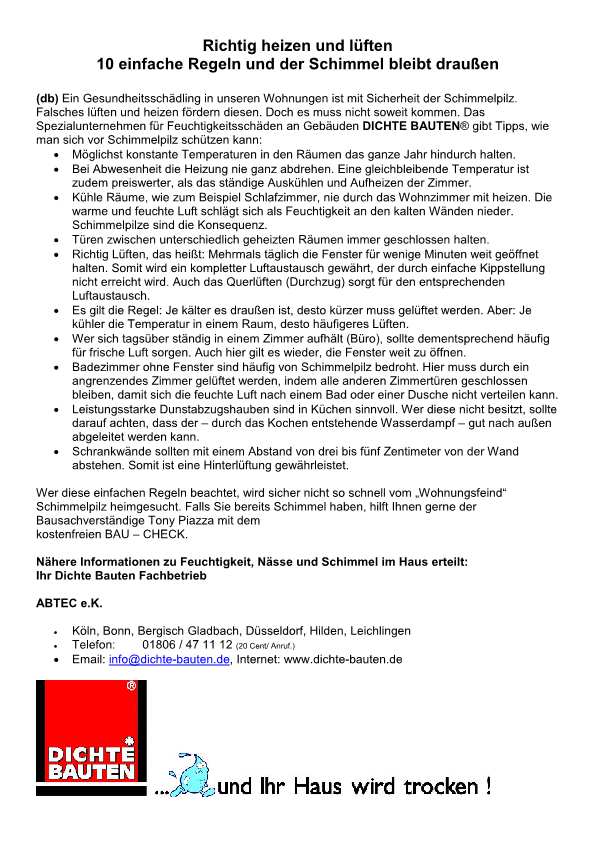 Gerichtsurteile Für Mieter Und Hausbesitzer Abtec Der Abdichtprofi