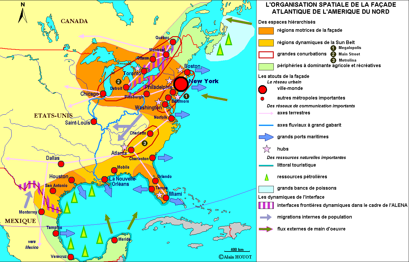 carte megalopolis nord américaine